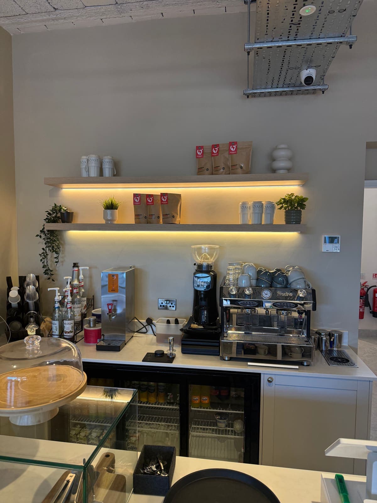 The espresso machine and coffee counter at TOAST & Co café in Allestree, Derby